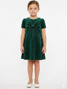 Patachou Emerald Velour Sequin Dress 6 Years Holiday Christmas Pictures Bow NWT